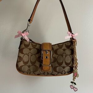 Vintage Coach Tan Mini Demi with Buckle Shoulder Bag and Matching Wallet